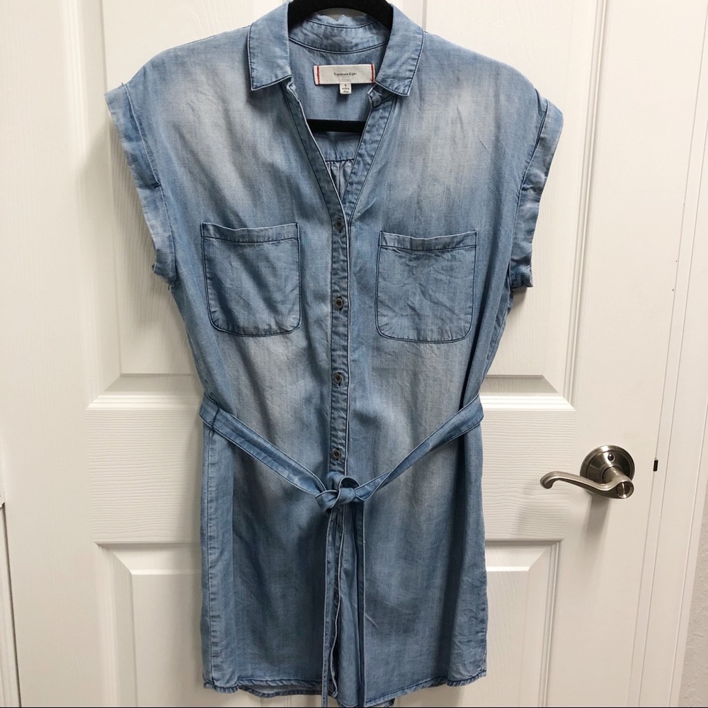 Asos Signature 8 Belted Chambray Button Down Dress - image 1